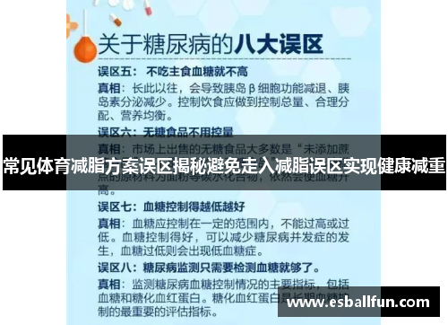 常见体育减脂方案误区揭秘避免走入减脂误区实现健康减重