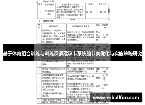 基于体育组合训练与训练反馈建议卡系统的节奏优化与实施策略研究